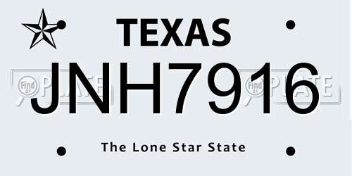 JNH7916 Texas License Plate