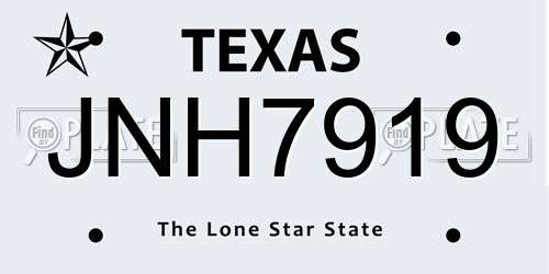 JNH7919 Texas License Plate