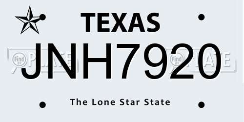 JNH7920 Texas License Plate