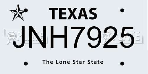 JNH7925 Texas License Plate