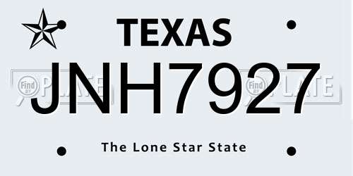 JNH7927 Texas License Plate