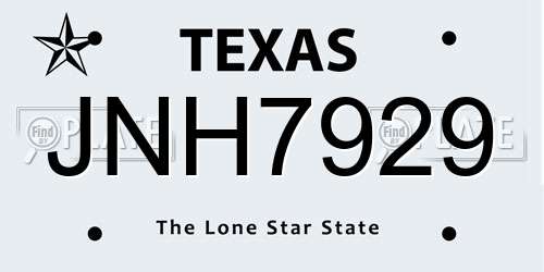JNH7929 Texas License Plate