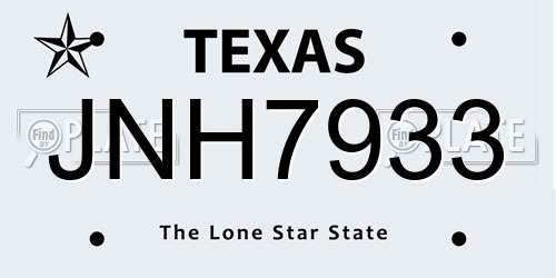 JNH7933 Texas License Plate