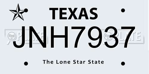 JNH7937 Texas License Plate