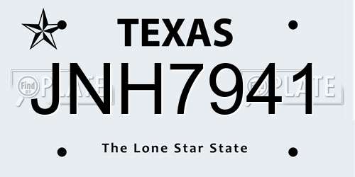 JNH7941 Texas License Plate