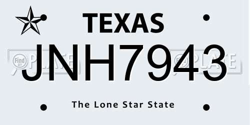 JNH7943 Texas License Plate