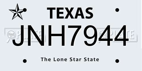 JNH7944 Texas License Plate