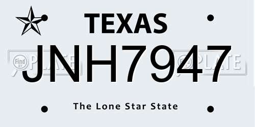 JNH7947 Texas License Plate