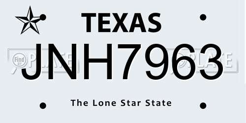JNH7963 Texas License Plate