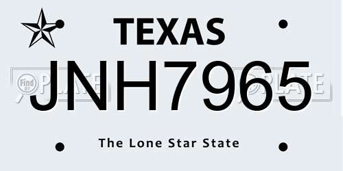 JNH7965 Texas License Plate