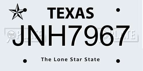 JNH7967 Texas License Plate
