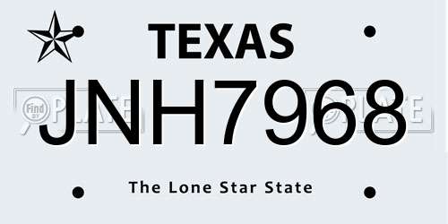 JNH7968 Texas License Plate