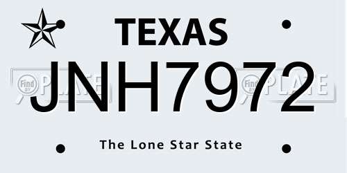 JNH7972 Texas License Plate