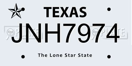 JNH7974 Texas License Plate