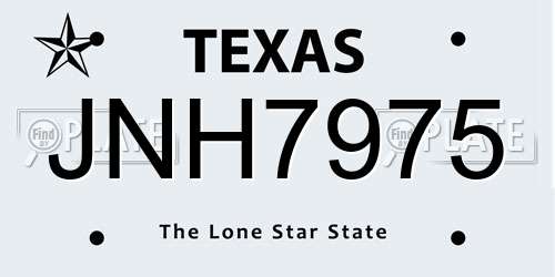 JNH7975 Texas License Plate