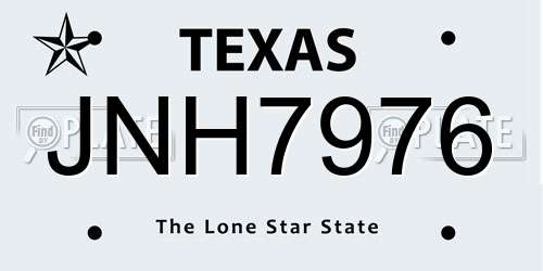 JNH7976 Texas License Plate
