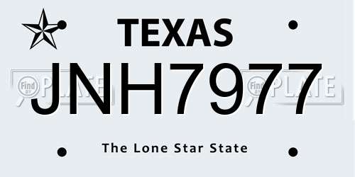 JNH7977 Texas License Plate