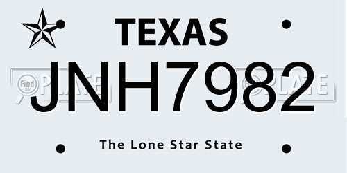 JNH7982 Texas License Plate