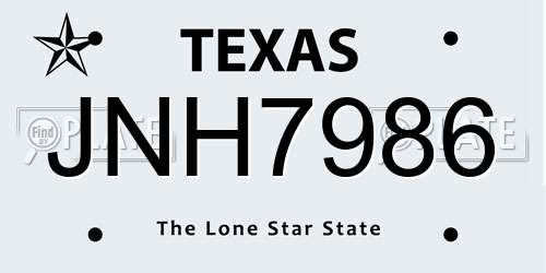 JNH7986 Texas License Plate