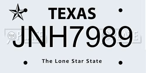 JNH7989 Texas License Plate