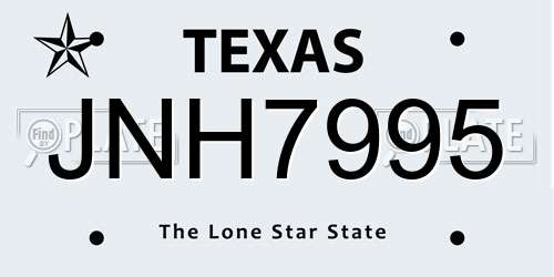 JNH7995 Texas License Plate