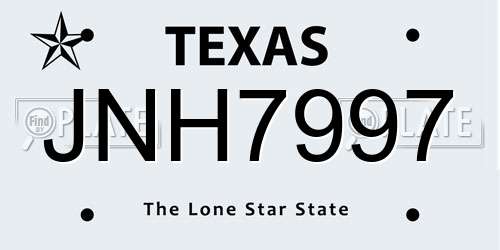 JNH7997 Texas License Plate