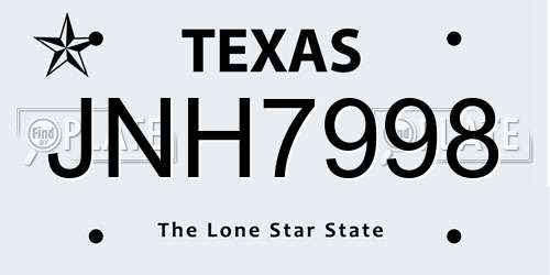 JNH7998 Texas License Plate