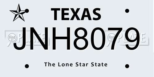 JNH8079 Texas License Plate