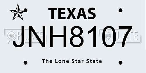 JNH8107 Texas License Plate