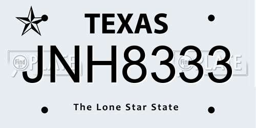 JNH8333 Texas License Plate
