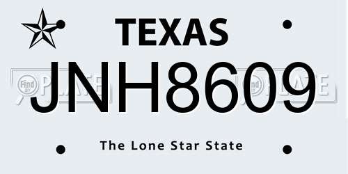 JNH8609 Texas License Plate