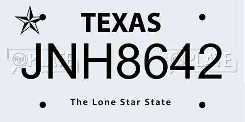 JNH8642 Texas License Plate