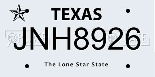 JNH8926 Texas License Plate