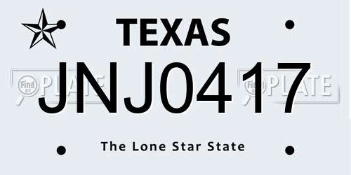 JNJ0417 Texas License Plate