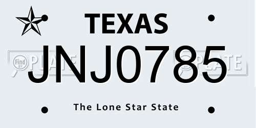 JNJ0785 Texas License Plate