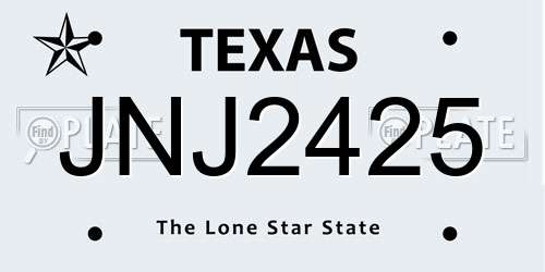 JNJ2425 Texas License Plate