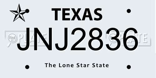 JNJ2836 Texas License Plate