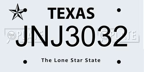 JNJ3032 Texas License Plate