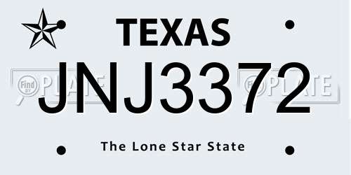 JNJ3372 Texas License Plate