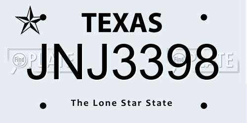 JNJ3398 Texas License Plate