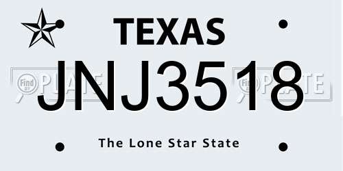 JNJ3518 Texas License Plate