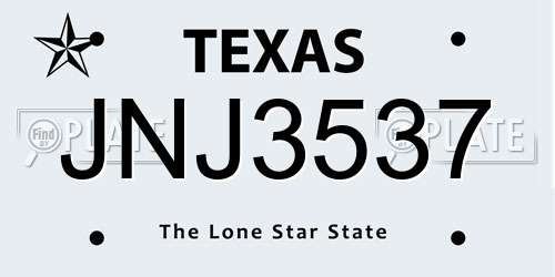 JNJ3537 Texas License Plate