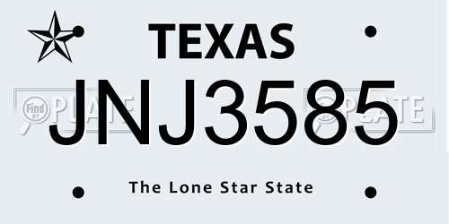 JNJ3585 Texas License Plate