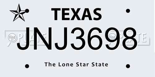JNJ3698 Texas License Plate