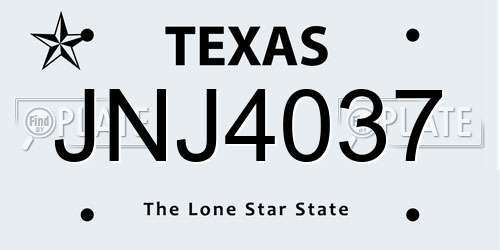 JNJ4037 Texas License Plate