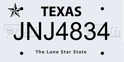 JNJ4834 Texas License Plate