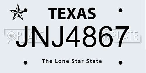 JNJ4867 Texas License Plate