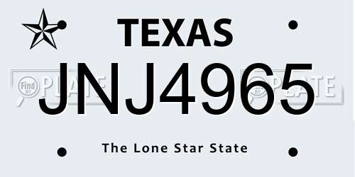 JNJ4965 Texas License Plate