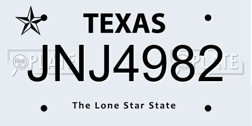 JNJ4982 Texas License Plate