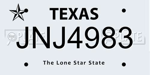 JNJ4983 Texas License Plate